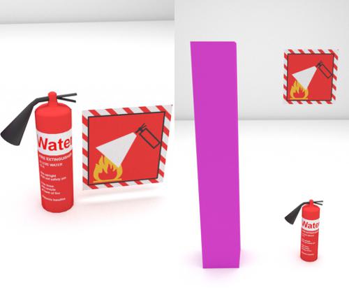 Low poly fire extinguisher with sign (cycles) preview image